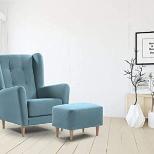 A to Z Furniture Wing Chair for Living Room Bedroom High Back Arm Chair Cushioned Lounge Chair Single Seater Sofa |Luxury Rest Chair Arm Chair (Light Blue)