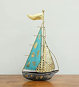 vedas Exports Multicolour Iron Turkish Boat Ship Model Figurine Showpiece Home Decor (Size 9 x 16 inches)