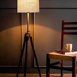 Vintage Style Tripod Floor Lamp With Brown Wooden Tripod Floor Lamp Nautical Floor Home & Living Room Decor lamp Shade Decor Decor