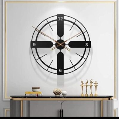Oaxaca Abstract Classy One Metal Wall Clock with Silent Movement for Living Study Hall Dining and Bedroom (Matte Black, 20 Inches)