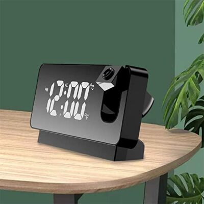 DROZIP Projection Alarm Clock, Desk Clock Table Clock Multifunctional Digital Alarm Clock Thermometer Hygrometer Led Clock for Home Bedroom, Study and Office