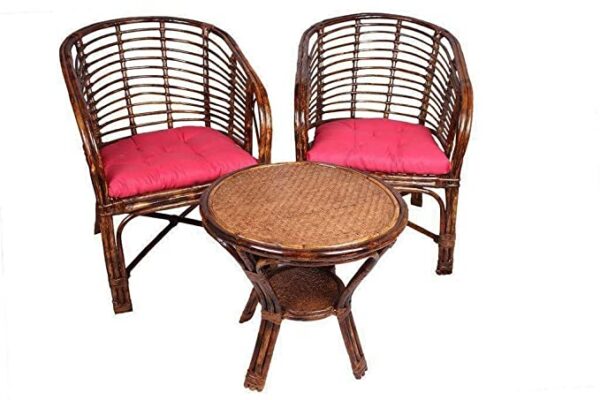 IRA Furniture Rattan Elegant Arm Chair with Table and Cushion