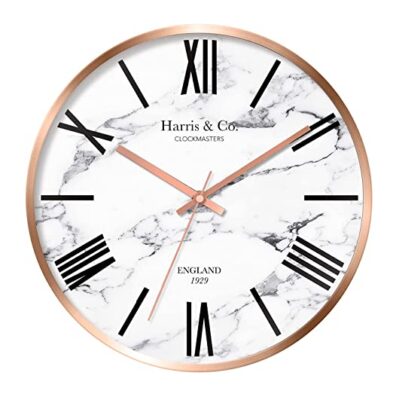 Harris & Co. Clockmasters Metal Wall Clock (12 inch, White)