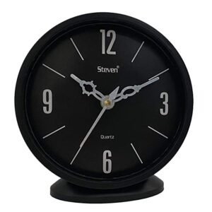 Table Clock Clock by STEVEN Quartz LLP, Size Small 5 INCH Model NO.501 (Black)