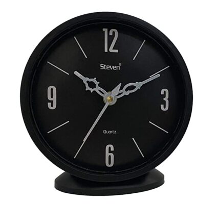 Table Clock Clock by STEVEN Quartz LLP, Size Small 5 INCH Model NO.501 (Black)