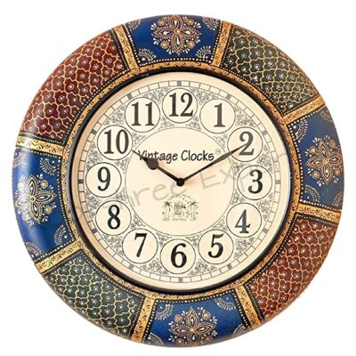 Vintage Clock Wooden Hand-Crafted Wall Clock / 1 Year Warranty / 16 Inches (40 CM's)