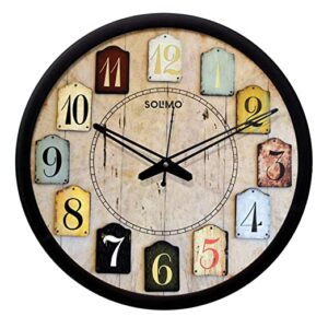 Amazon Brand - Solimo 12-inch Contemporary Plastic & Glass Wall Clock - Designer (Silent Movement, Black Frame)