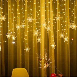 Quace Window Lights 20 Snowflakes Curtain Fairy Light Xmas Decoration for Indoor Party Bedroom (Warm White)