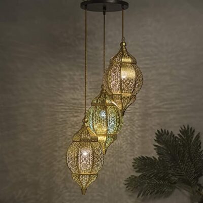Homesake Home Decor Hanging Light, Pendant Ceiling Lights for Home Decoration, Home Decor Items for Living Room, Wall Lights, Antique Home Decor, Jhumar Lighting for Home, Diwali Decoration Items For Home Decor - (Golden)