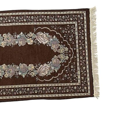 Trendy Retail Portable Polyester Muslim Prayer Rug Ramadan Tassel Carpet Mat Dark Brown
