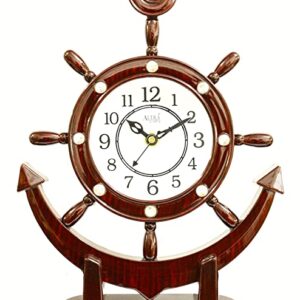 E-DEAL Plastic Antique Look Abstract Analogue Table Clock (Brown)