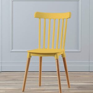 TIED RIBBONS Stylish Designer DSW Chair for Living Room Garden Patio Café Home Side Chair Office Accent Chair (Yellow, Set of 1)