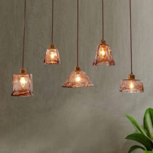 KAPOOR E-ILLUMINATIONS Larmes 5 Light Gold Glass & Metal Chandelier