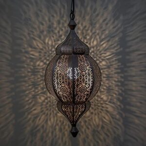 Homesake Classic Moroccan Orb Hanging Lamp, Antique Copper Hanging Pendant Light.(DC)