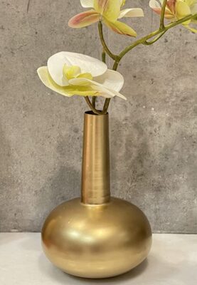 Urban Born Metal Flower vase for Home Decor and Living Room Vintage Decor Antique Decor for Home décor (17 x 17 x 21 cm) VS0014 (Shinny Gold)