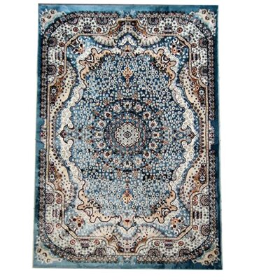 Silk Persian Traditional Designer Carpets for Living Room, Size 4 x 6 Feet [120 x 180 cm], Super Blue