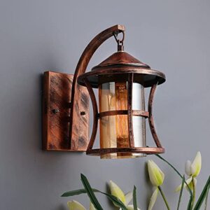 Twilight Wall Lights, Wall Lamp, Metal Oil Rubbed Vintage Rustic Wall Chimney Industrial Lamp Fixture Glass Shade, Diwali Decoration Items for Home Decor, Diwali Lights for Decoration for Home (Corded Electric, Metal, Antique Copper)
