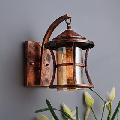 Twilight Wall Lights, Wall Lamp, Metal Oil Rubbed Vintage Rustic Wall Chimney Industrial Lamp Fixture Glass Shade, Diwali Decoration Items for Home Decor, Diwali Lights for Decoration for Home (Corded Electric, Metal, Antique Copper)