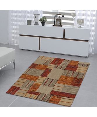 ASHIKAVIN CHECKERED PATCH CARPET ,YELLOW, WOOL (168 CM X 236 CM)