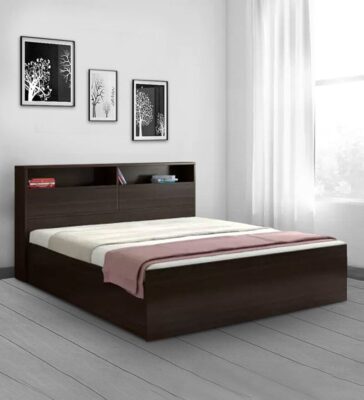 Alex King Size Bed with Storage in Dark Walnut Finish