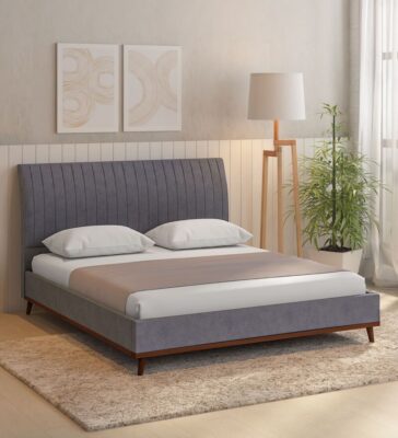 Alonso Upholstered Queen Size Bed in Dark Grey Colour