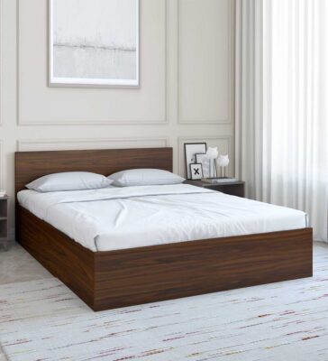 Arthur Queen Size Bed with box storage in Walnut Finish