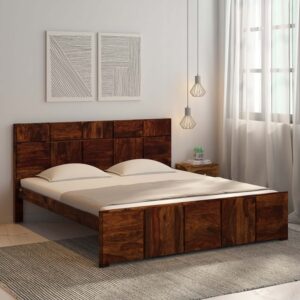 Bergen Solid Wood King Size Bed In Provincial Teak Finish