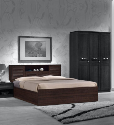 Bolton Queen Size Bed with Hydraulic Storage in Wenge Finish
