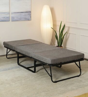 Eurasia Metallic Folding Bed With 3 Inch Mattress In Black Colour