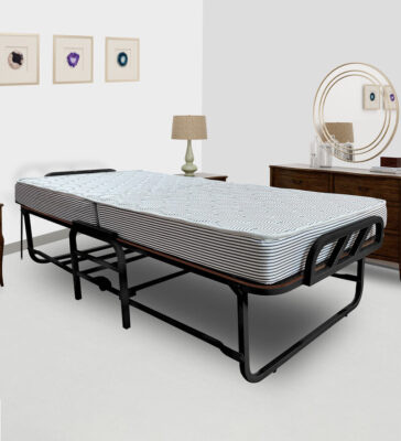 Freddie Roll-Away Single Bed with 6 inch Thick Foam Mattress in Black Finish