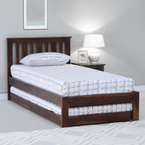 Freya Solid Wood Single Bed with Trundle in Provincial Teak Finish