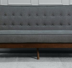 Jazmin 3 seater Sofa in Dark Grey Colour with Brown Oak Finish