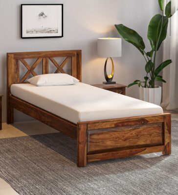 Kryss Solid Wood Single Bed In Provincial Teak Finish
