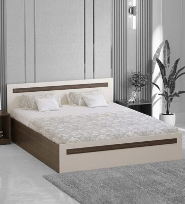 Maltein Queen Size Bed with Storage in Wenge & White Finish
