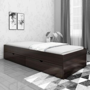 Rhino Single Bed With Drawer Storage Dark Wallnut Finish