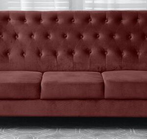 Wiltshire 3 Seater Velvet Sofa In Wine Red Colour